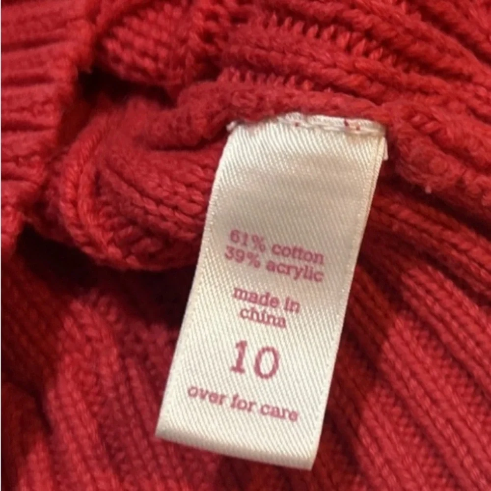 Justice Girls Y2K Red Cable Knit Hooded Sweater Cardigan Size 10‎ Cozy 2010